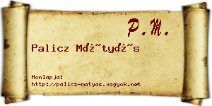 Palicz Mátyás névjegykártya