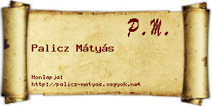 Palicz Mátyás névjegykártya